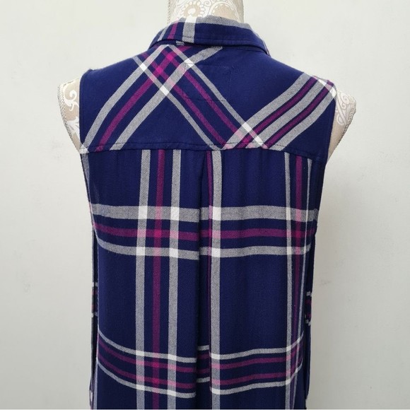 Rails Jordyn Button Down Sleeveless Long Top Shirt Navy White Orc Women's Size L - Picture 11 of 16